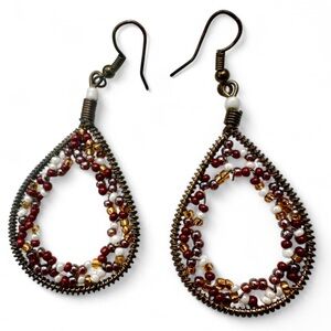Large Beaded Teardrop Earrings